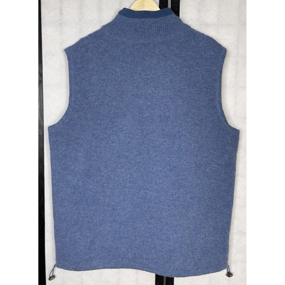 ARAN Woolen Mills Sweater Vest Mens XXL Blue Irish Cable Wool Full Zip Fisherman
